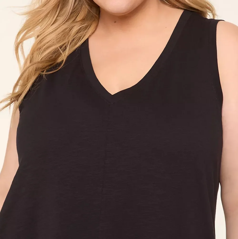 Lane Bryant Black Sleeveless V Neck Midi Swing Dress 14/16 NWT - Picture 3 of 3